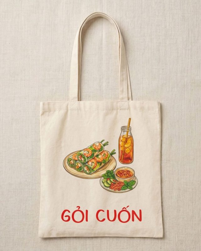 túi tote canvas gỏi cuốn nam bộ